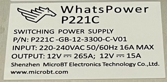 Whatspower P221C พาวเวอร์ซัพพลาย PSU สำหรับ Whatsminer M30s M31s M32