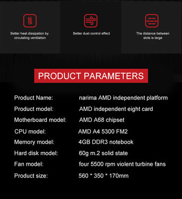 AMD A4 5300 FM2 Mining Rig Frame 8 Gpu 4GB DDR3 หน่วยความจำโน้ตบุ๊ก