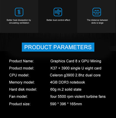 Ethereum 8pcs GPU Mining Rig Machine พร้อมโน้ตบุ๊ค 4GB DDR3